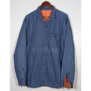 Converse Reversible Quilted Orange and Denim Jacket Snap Up Shacket Mens Size XL